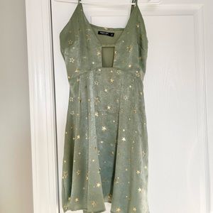 nasty gal starry summer green dress front opening